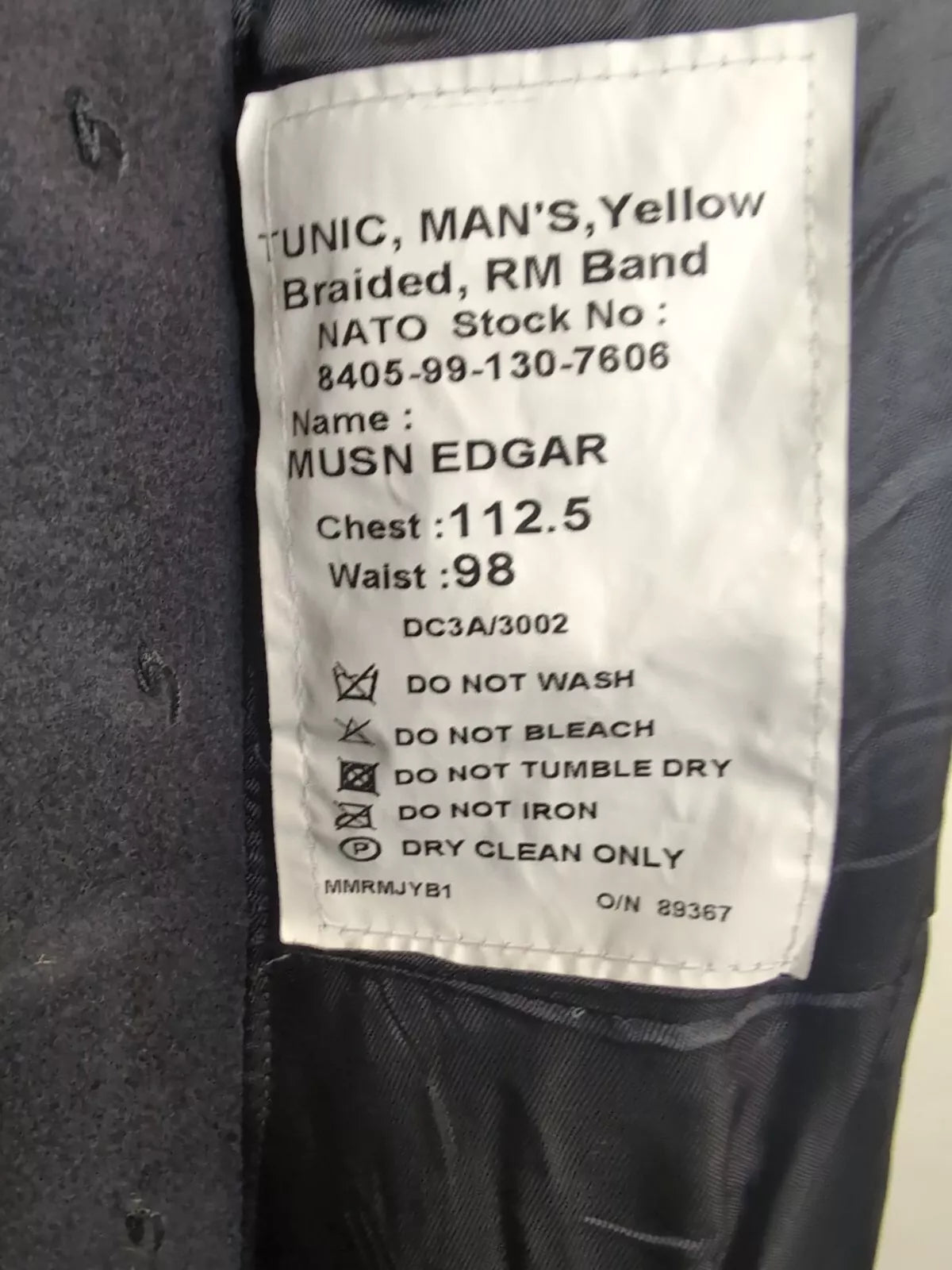 44" Tall Tunic Mans Royal Marines Band, Yellow Braid Musicians Jacket steampunk  ( our ref y219E )