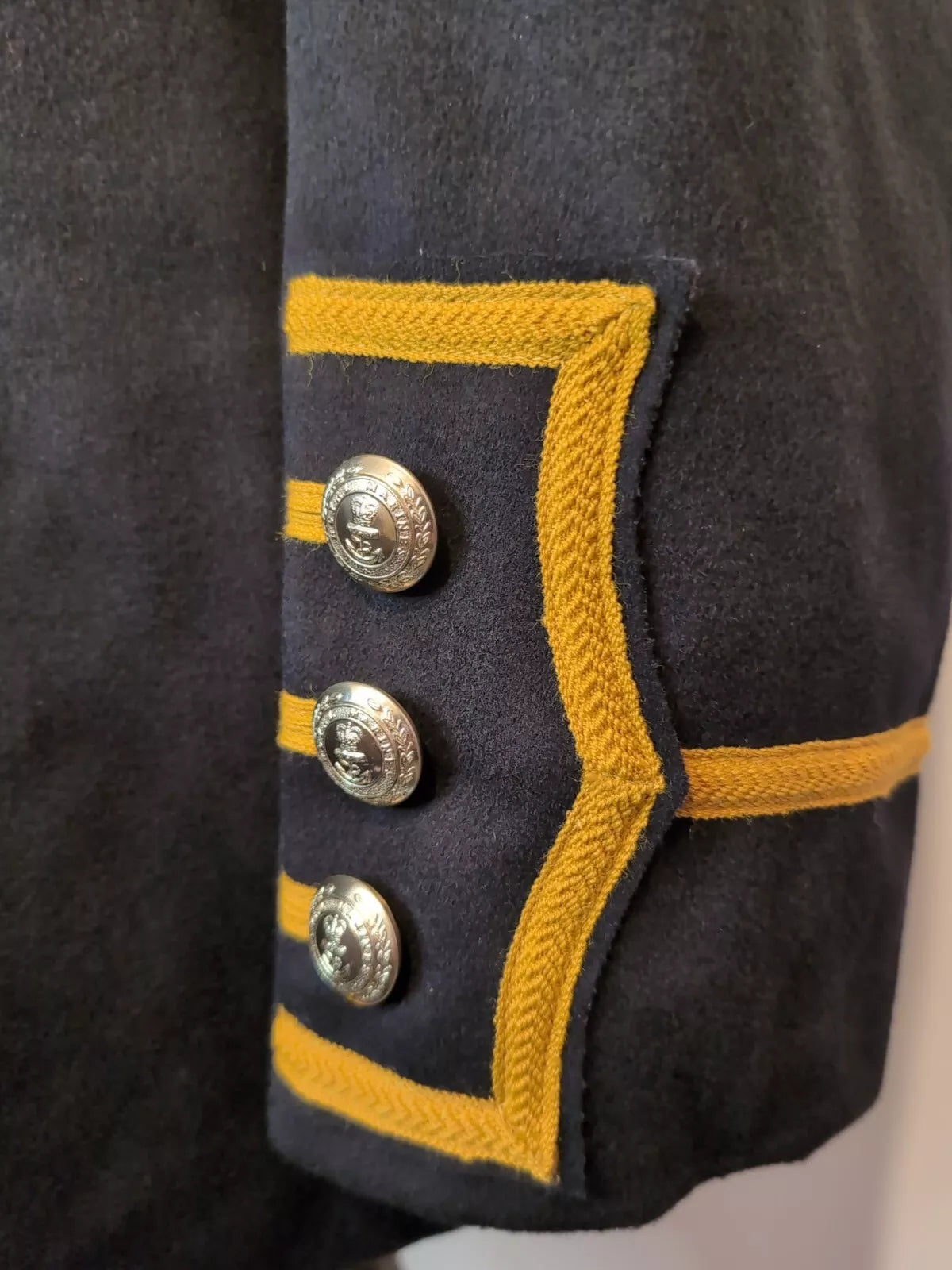 44" Tall Tunic Mans Royal Marines Band, Yellow Braid Musicians Jacket steampunk  ( our ref y219E )