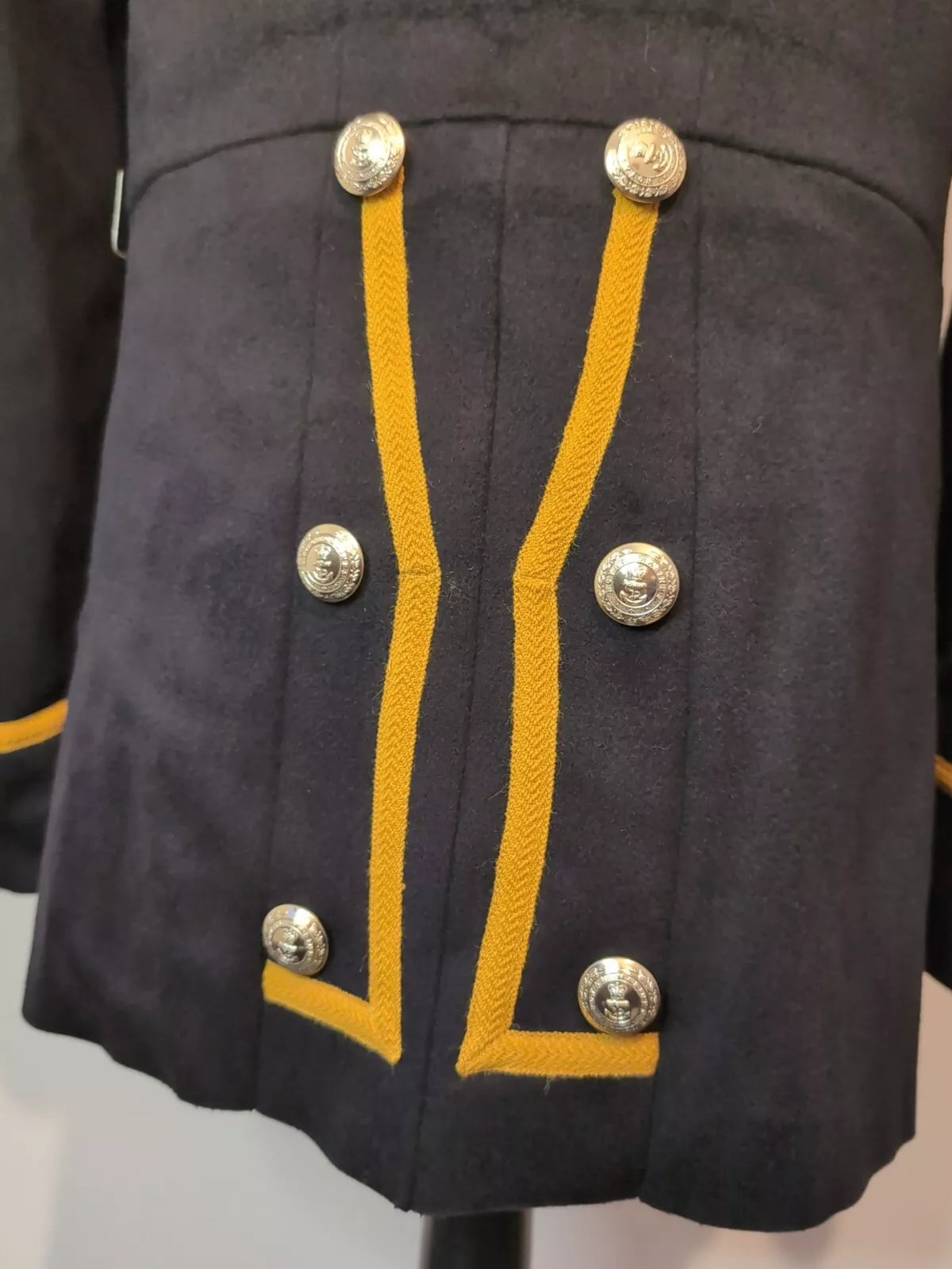 44" Tall Tunic Mans Royal Marines Band, Yellow Braid Musicians Jacket steampunk  ( our ref y219E )