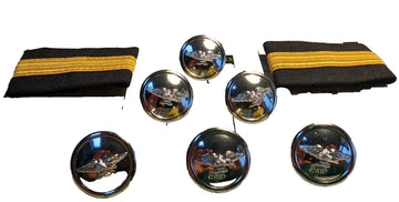 6 Airline Pilot Jacket Albatross Buttons & Aviation Pilot Shirt Epaulets Fancy Dress