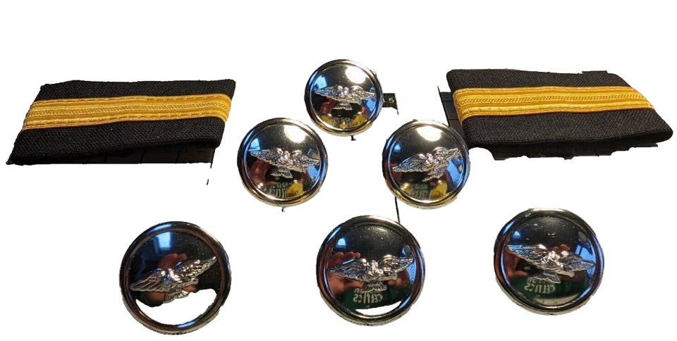 6 Airline Pilot Jacket Albatross Buttons & Aviation Pilot Shirt Epaulets Fancy Dress