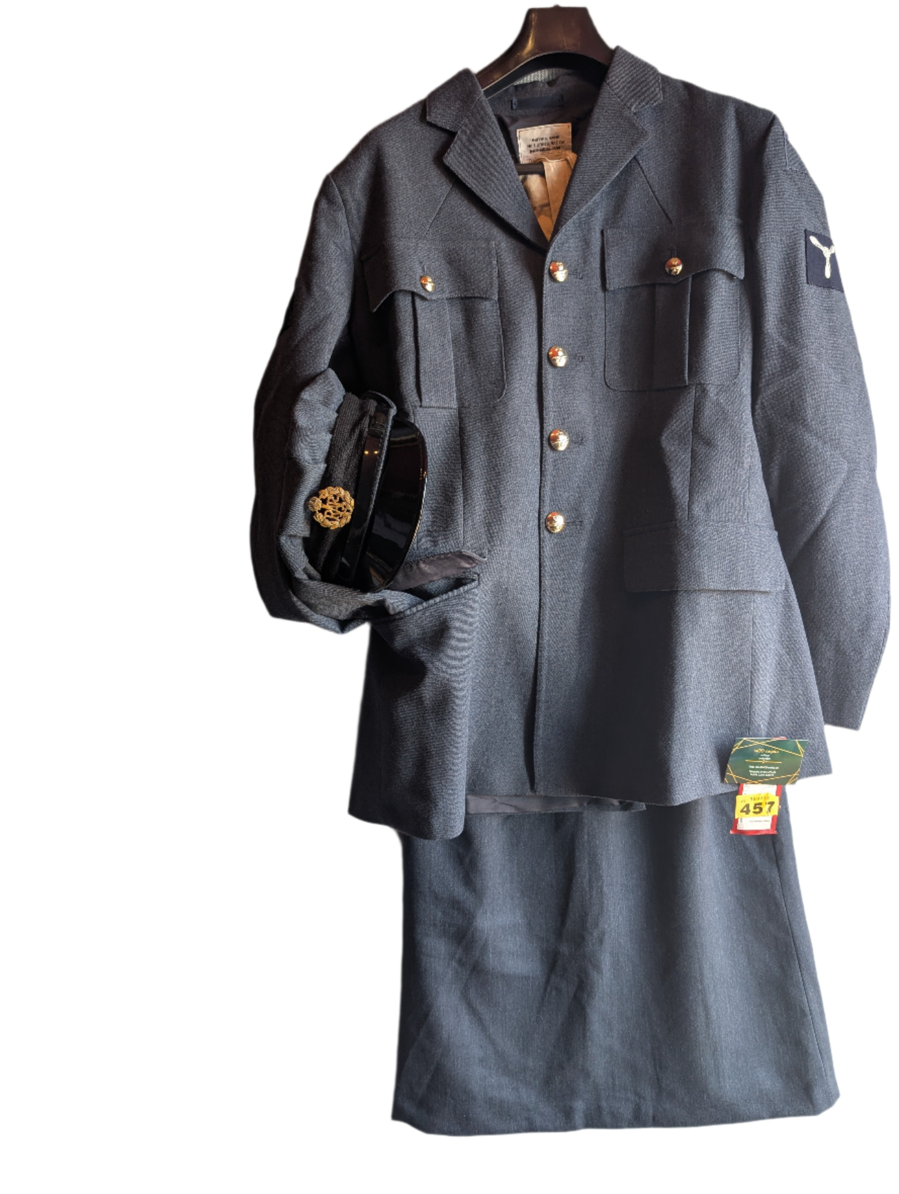 WAAF RAF Size UK Ladies 16 WW2 style SAC No1  Uniform Jacket Skirt Cap Brass Kings Crown badge