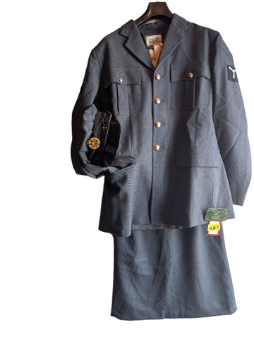 WAAF RAF Size UK Ladies 16 WW2 style SAC No1  Uniform Jacket Skirt Cap Brass Kings Crown badge
