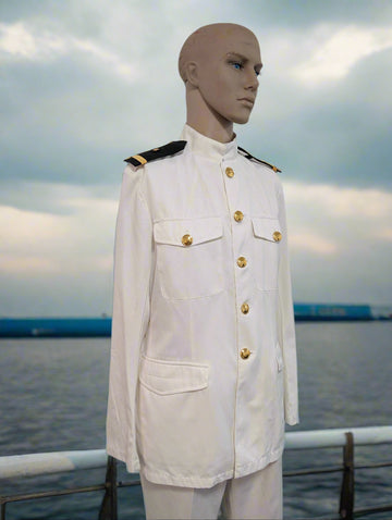 White Uniform Tunic & Trousers Idea Top Gun or Officer & a Gentleman 1980s Film related Fancy Dress outfit Ideally fit 41" chested male with 35"waist