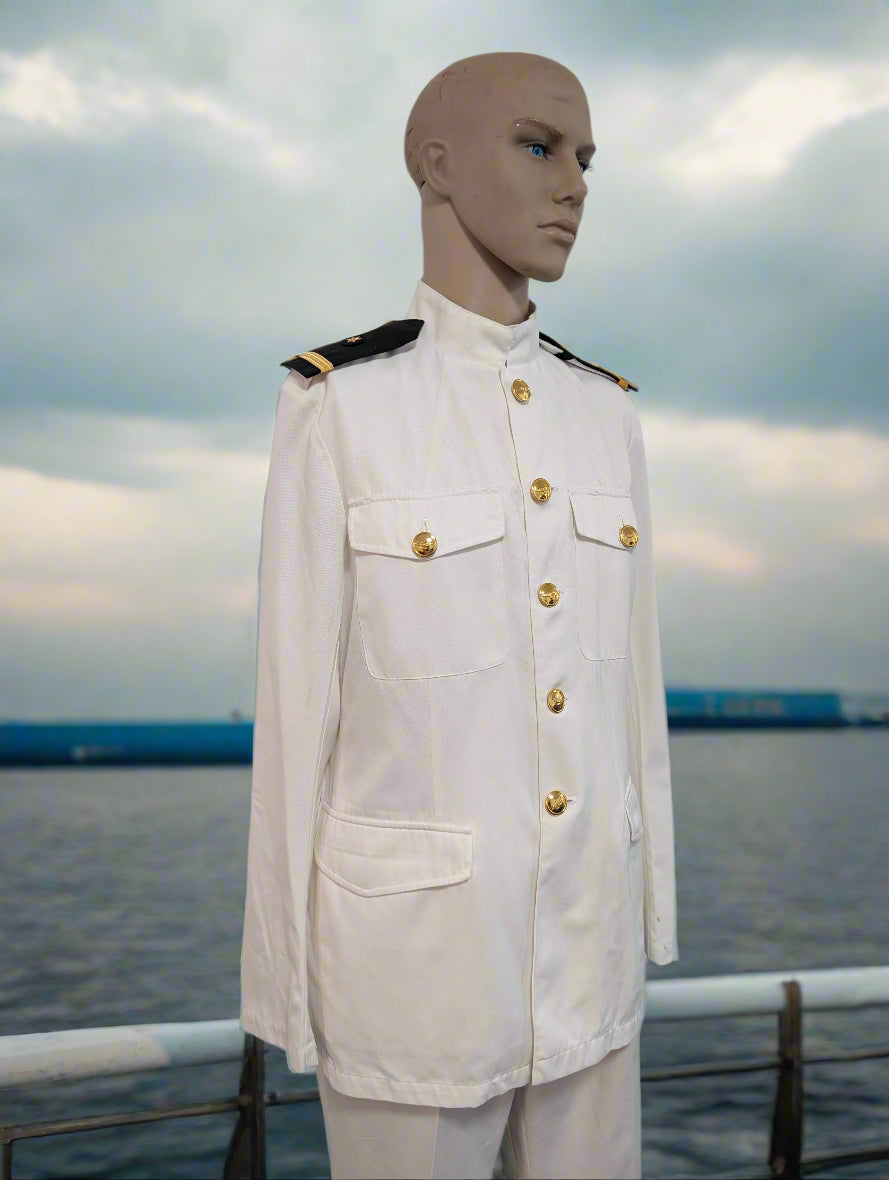 White Uniform Tunic & Trousers Idea Top Gun or Officer & a Gentleman 1980s Film related Fancy Dress outfit Ideally fit 41" chested male with 35"waist