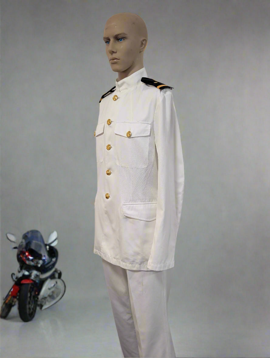 White Uniform Tunic & Trousers Idea Top Gun or Officer & a Gentleman 1980s Film related Fancy Dress outfit Ideally fit 41" chested male with 35"waist