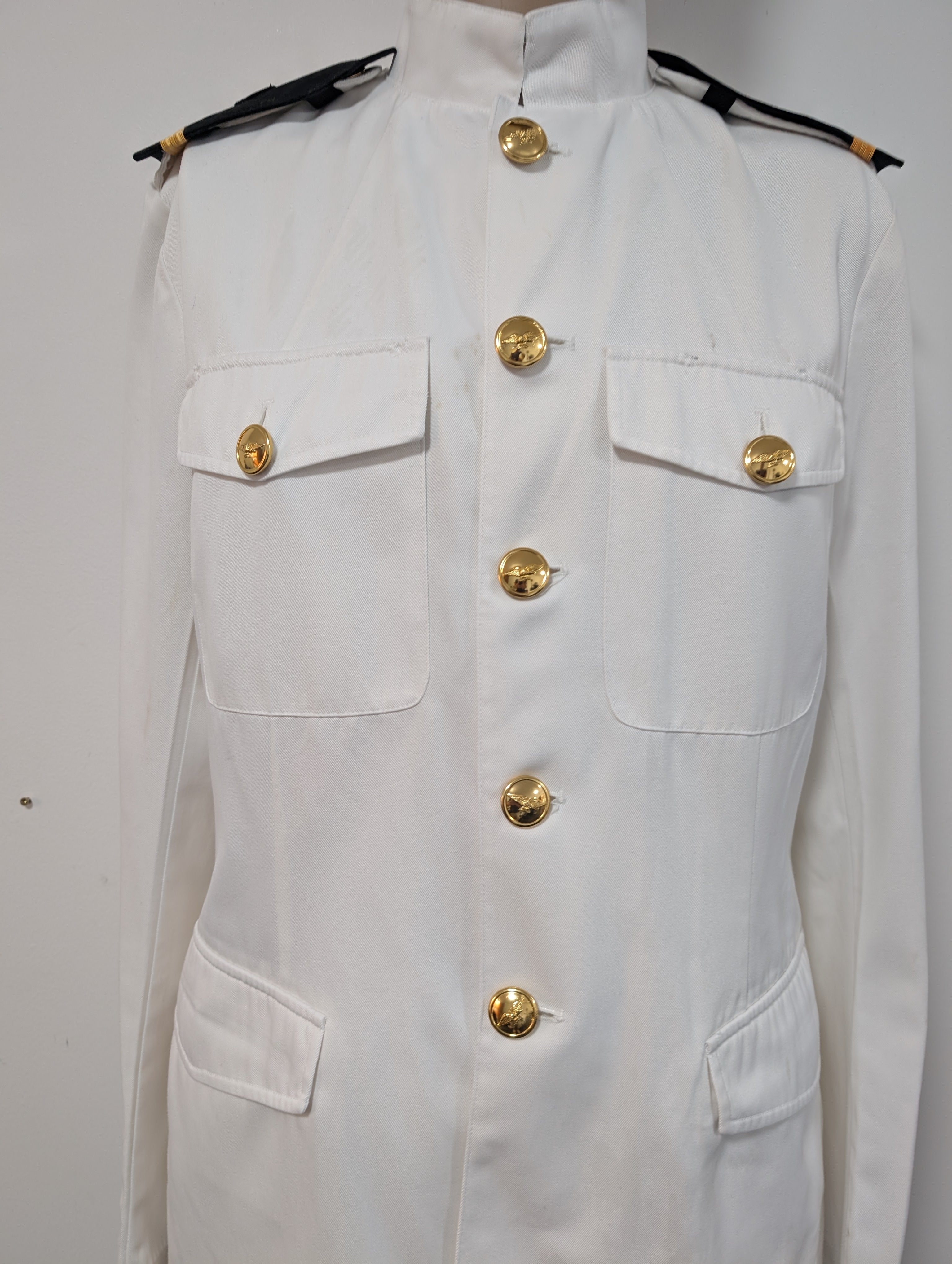 White Uniform Tunic & Trousers Idea Top Gun or Officer & a Gentleman 1980s Film related Fancy Dress outfit Ideally fit 41" chested male with 35"waist