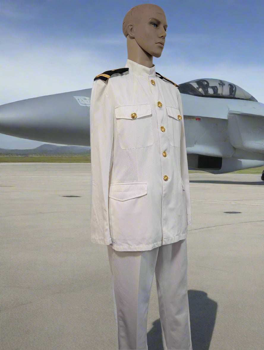White Uniform Tunic & Trousers Idea Top Gun or Officer & a Gentleman 1980s Film related Fancy Dress outfit Ideally fit 41" chested male with 35"waist