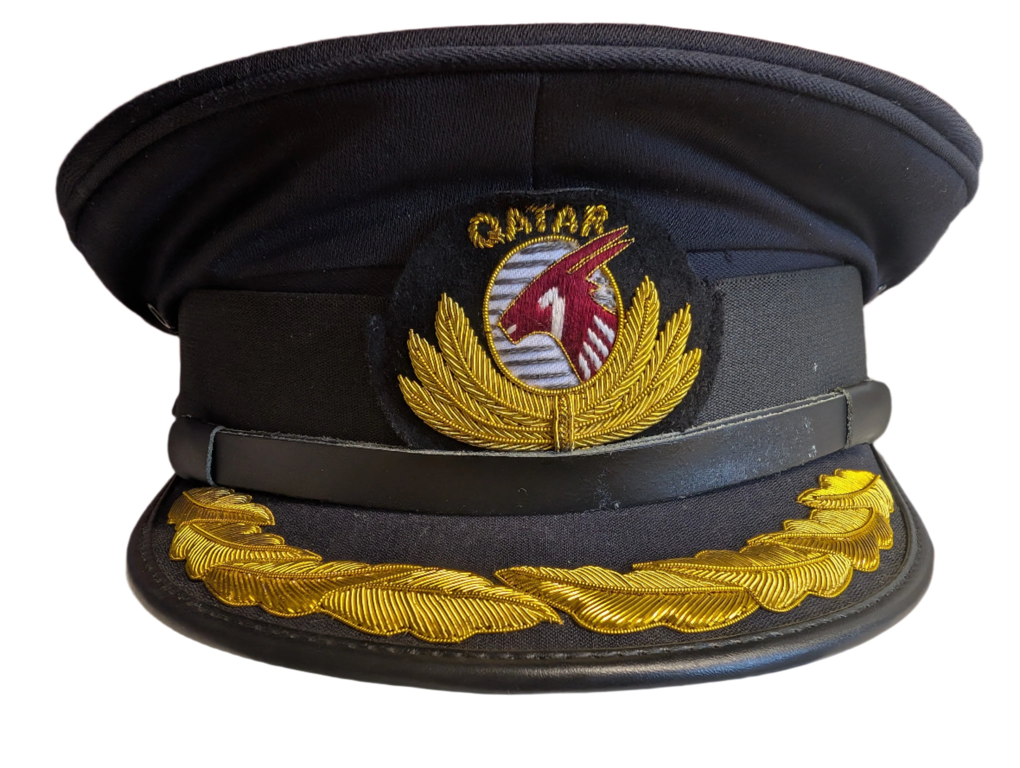 60cm QATAR Airways Captain Cap with Badge with Oakleaf Detail to Peak Pilot Plus Captain Shoulder Epaulettes