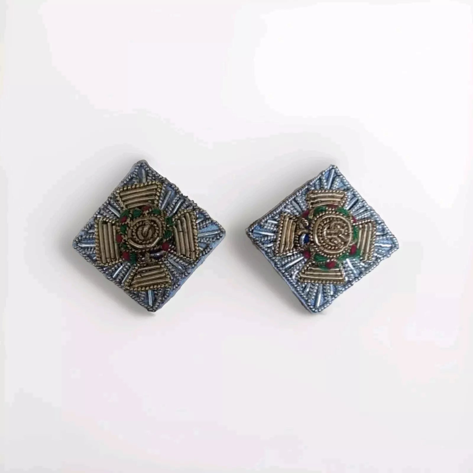 1 Pair British Army Officers Mess Dress Rank Stars / Pips Silver 3/4" 19.05mm Sew on