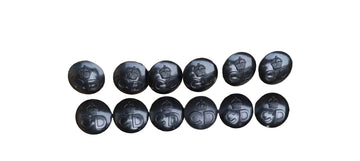 12 X WW2 Wartime Black Bakelite Civil Defence 1" 25mm CD Buttons Kings Crown. George VI GVIR 6th