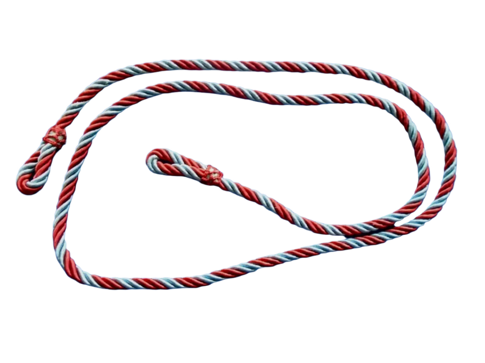 Red, white, and blue rope on a white background