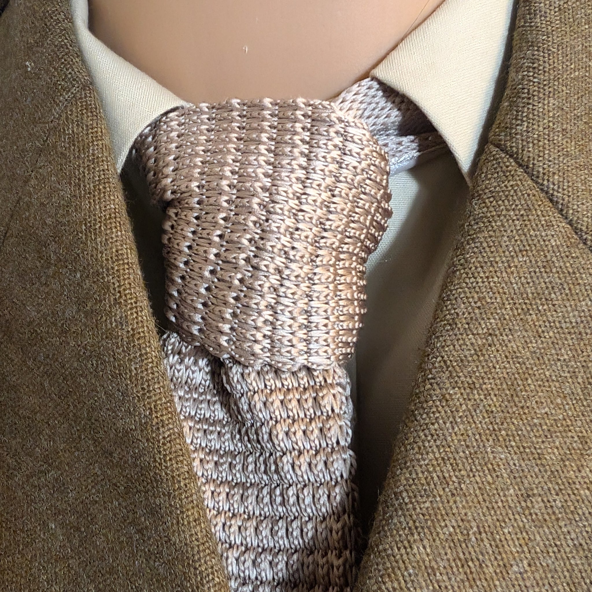 New British Army Officers No,2 Uniform Tie Beige Knitted Fawn Sand Square End