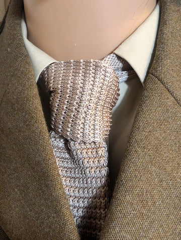 New British Army Officers No,2 Uniform Tie Beige Knitted Fawn Sand Square End