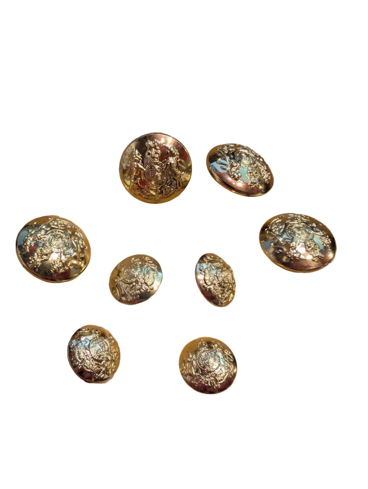 1 set of 8 General Service Corps ( GSC ) Anodized Aluminium ( AA ) Buttons EIIR QC