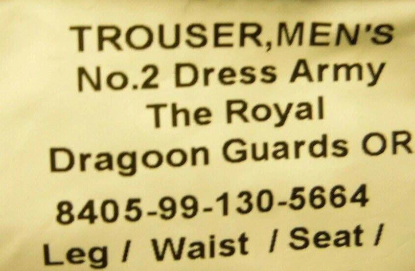 28"Reg 80/72/88 The Royal Dragoon Guards Green Army No2 Service Dress Uniform Trousers