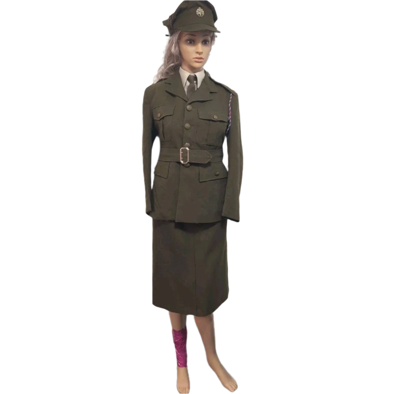 ATS Rework WW2 Uniform Jacket, Skirt & Leather Belt Size UK Ladies 6 to 8
