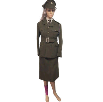 ATS Rework WW2 Uniform Jacket, Skirt & Leather Belt Size UK Ladies 6 to 8