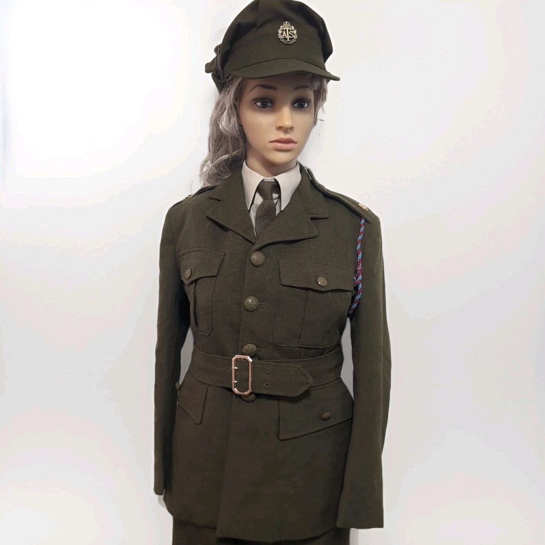 ATS Rework WW2 Uniform Jacket, Skirt & Leather Belt Size UK Ladies 6 to 8