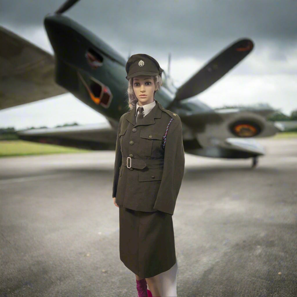 ATS Rework WW2 Uniform Jacket, Skirt & Leather Belt Size UK Ladies 6 to 8