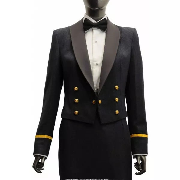 Woman's RAF WRAF RN RM RMC Officers White Marcella Front Shirt piqué Black Tie Attire