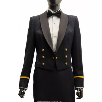 Woman's RAF WRAF RN RM RMC Officers White Marcella Front Shirt piqué Black Tie Attire