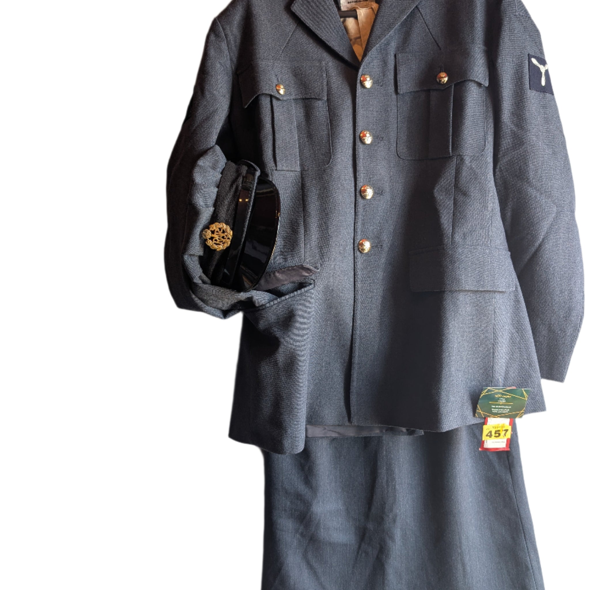 WAAF RAF Size UK Ladies 16 WW2 style SAC No1  Uniform Jacket Skirt Cap Brass Kings Crown badge
