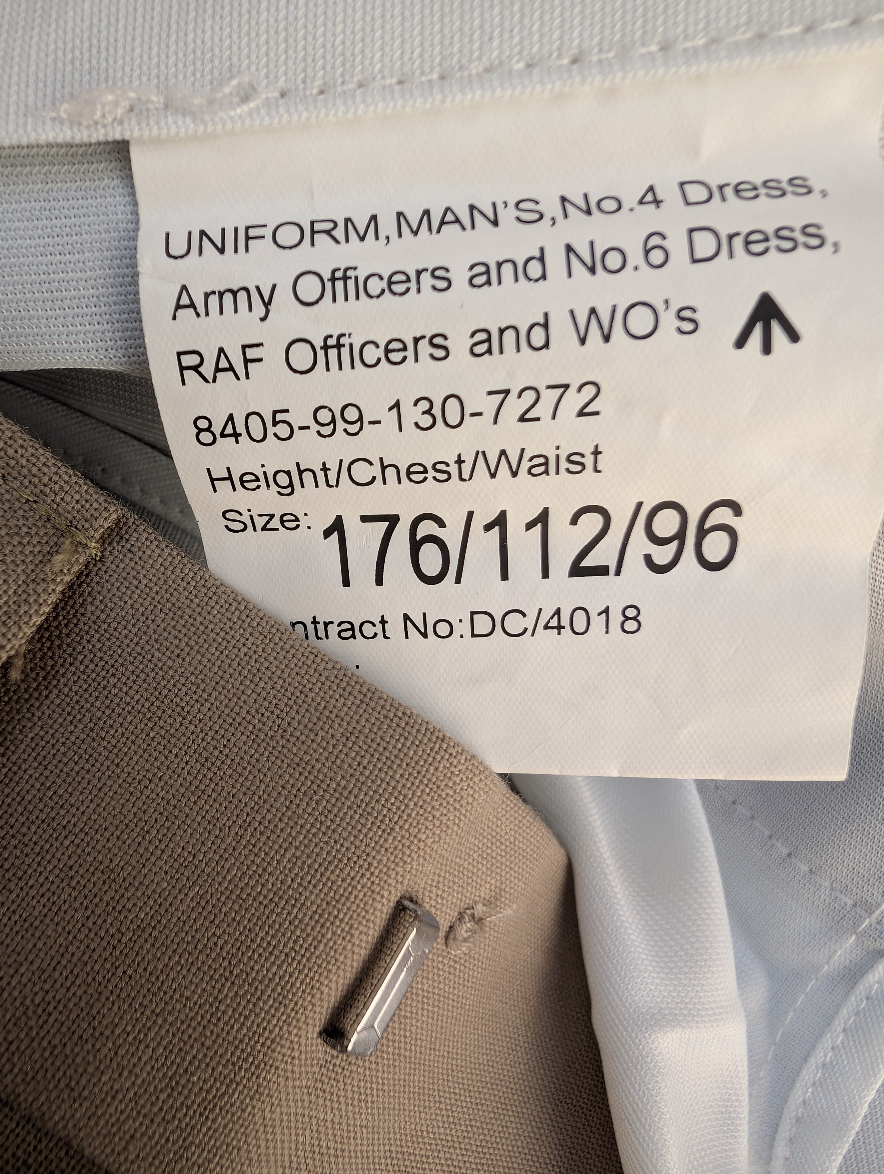 38"S Army Officers No4 & RAF No6 Tropical Stone Trousers with Button Down Stable Belt Loops ( our ref 1221 )