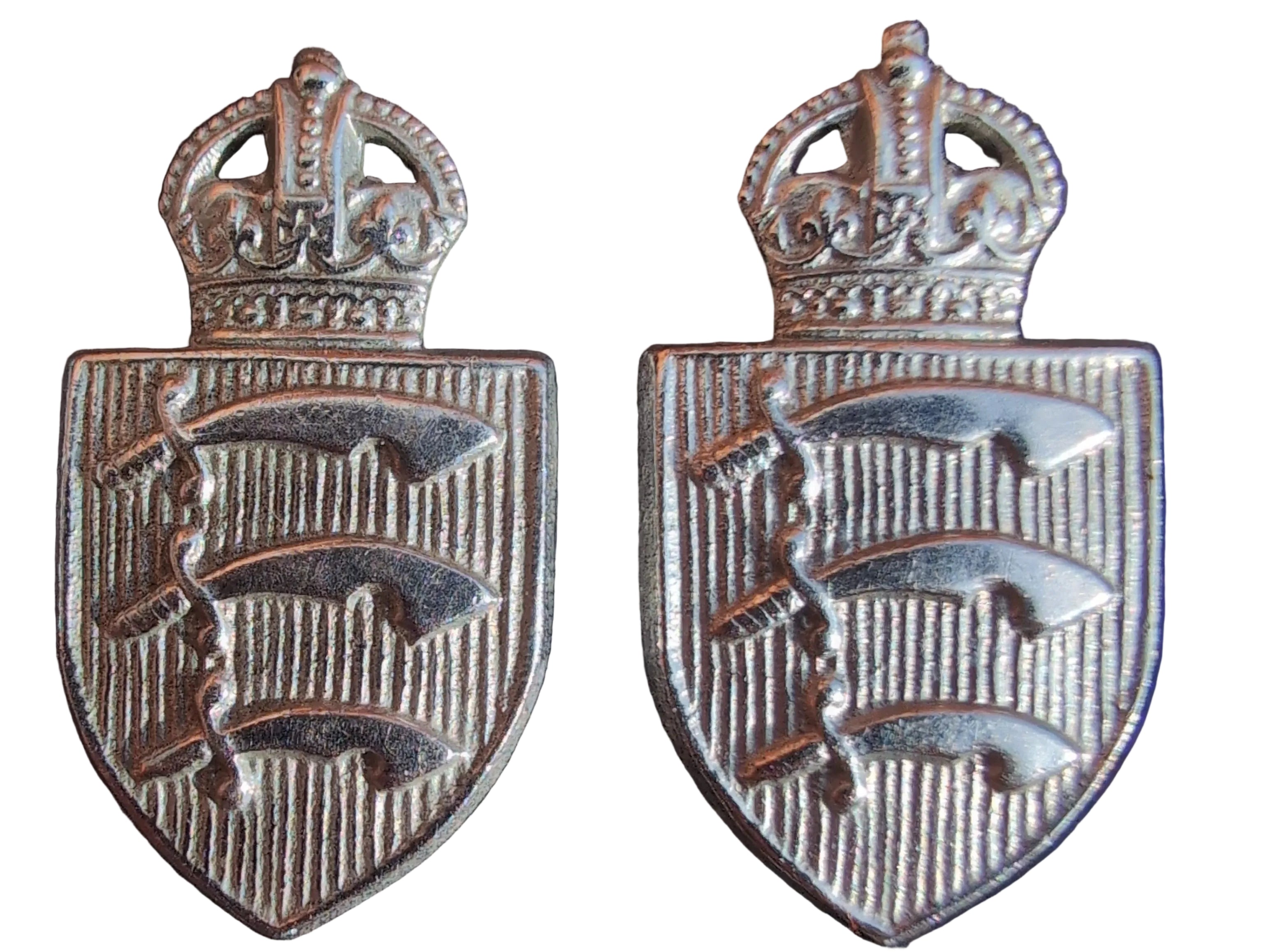 NEW GVR GVIR Essex Constabulary Collar Badges Kings Crown, NEW OLD DELETED STOCK