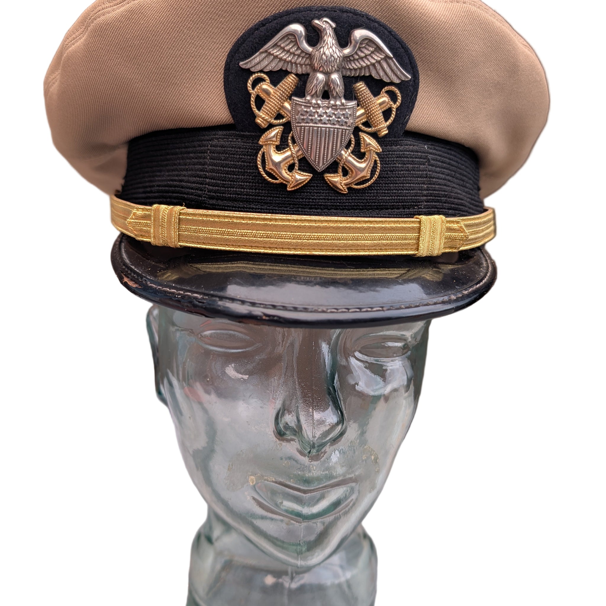 Genuine WW2 USS Duxbury Bay (AVP38) U.S.S Officers Peaked Cap ( Small Size )