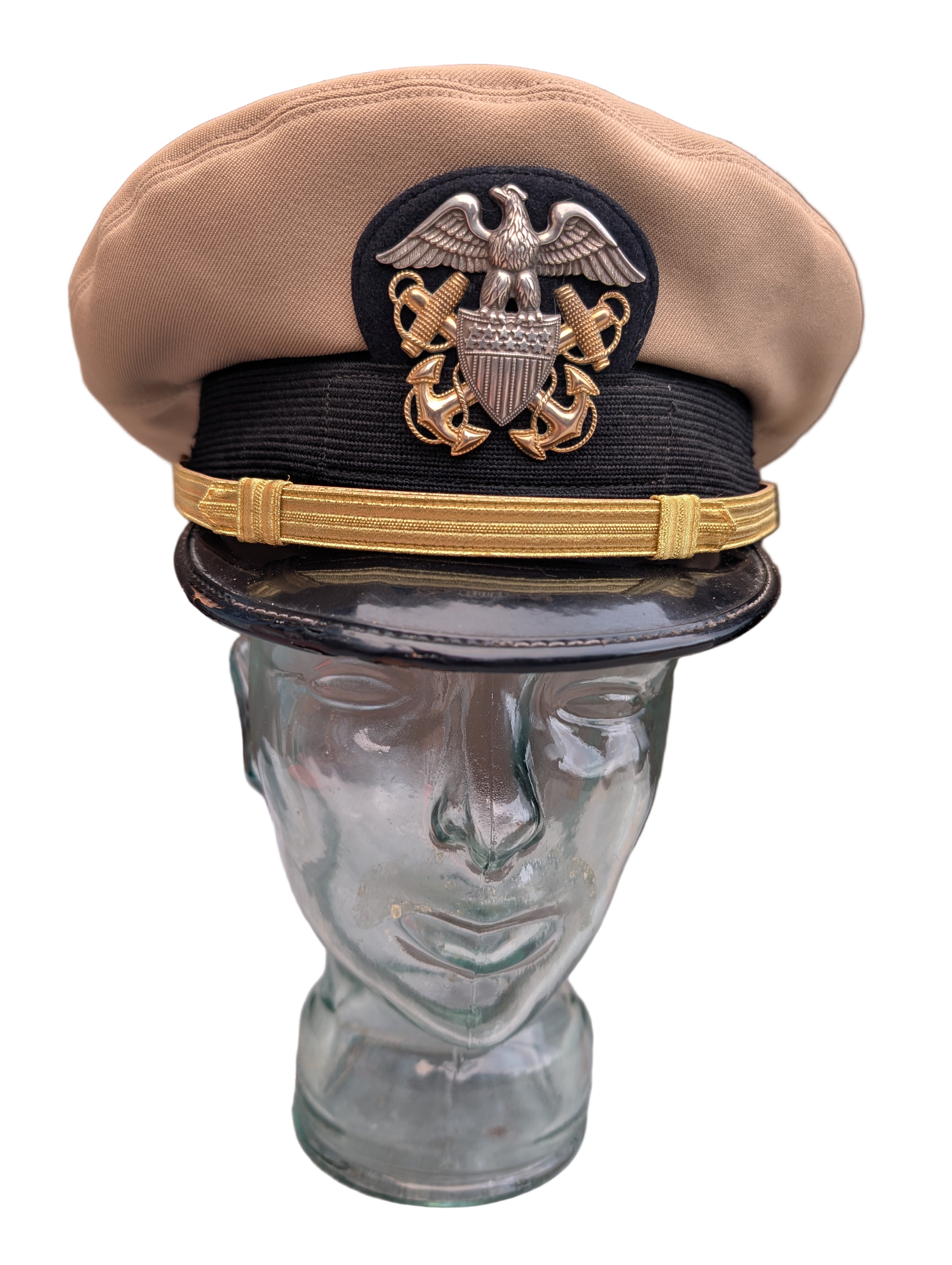 Genuine WW2 USS Duxbury Bay (AVP38) U.S.S Officers Peaked Cap ( Small Size )