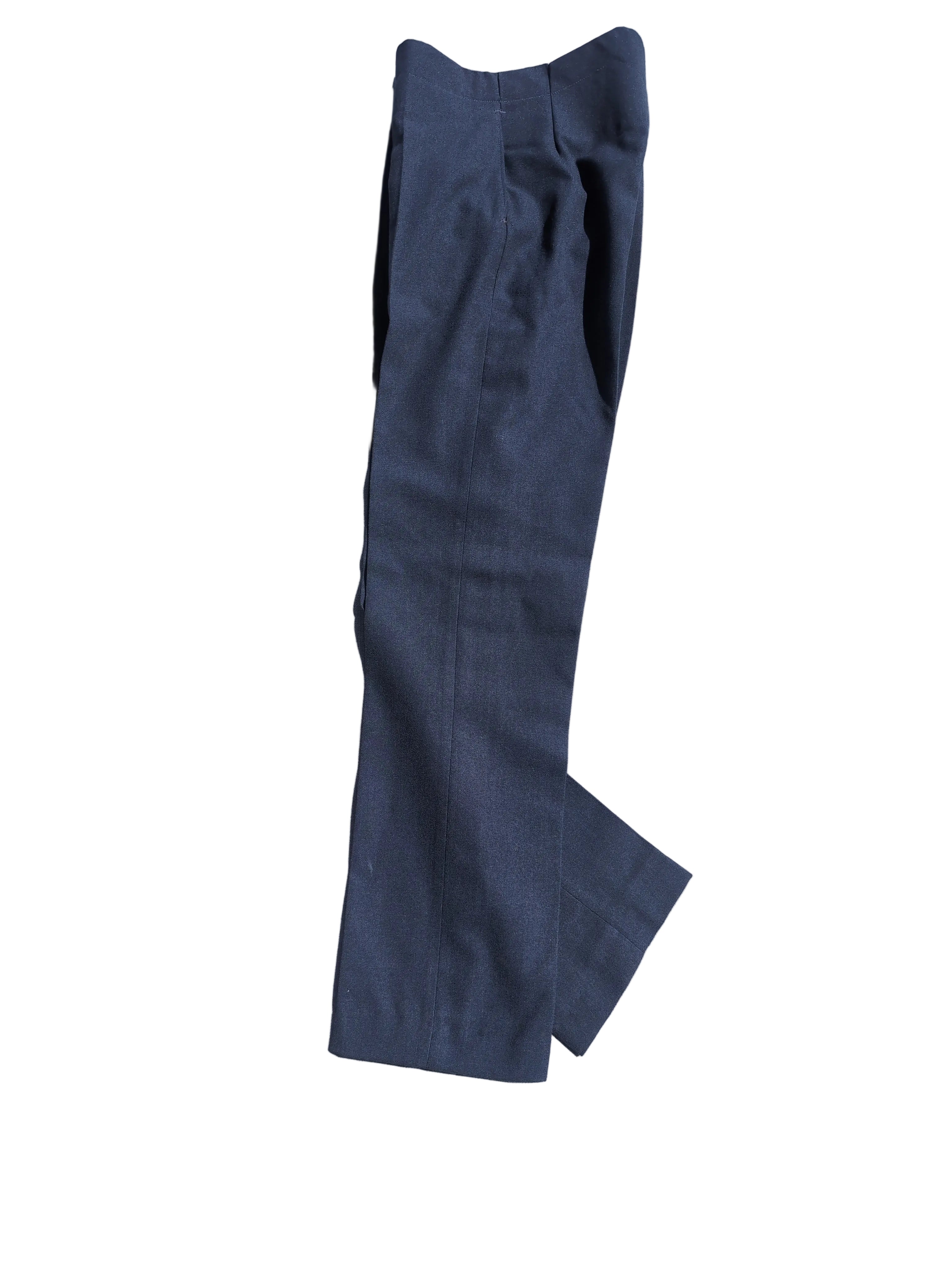 side full length view of RAF Fishtail Trousers, 1940s Vintage Style,   Original RAF Made of 100% Wool &  Fitted  Button for button On Braces