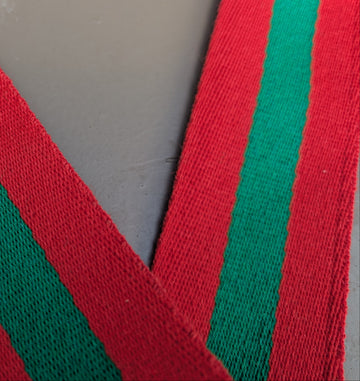 Red & Green Stable Belt Webbing — Heavy Duty Cotton Canvas | Price Per Metre
