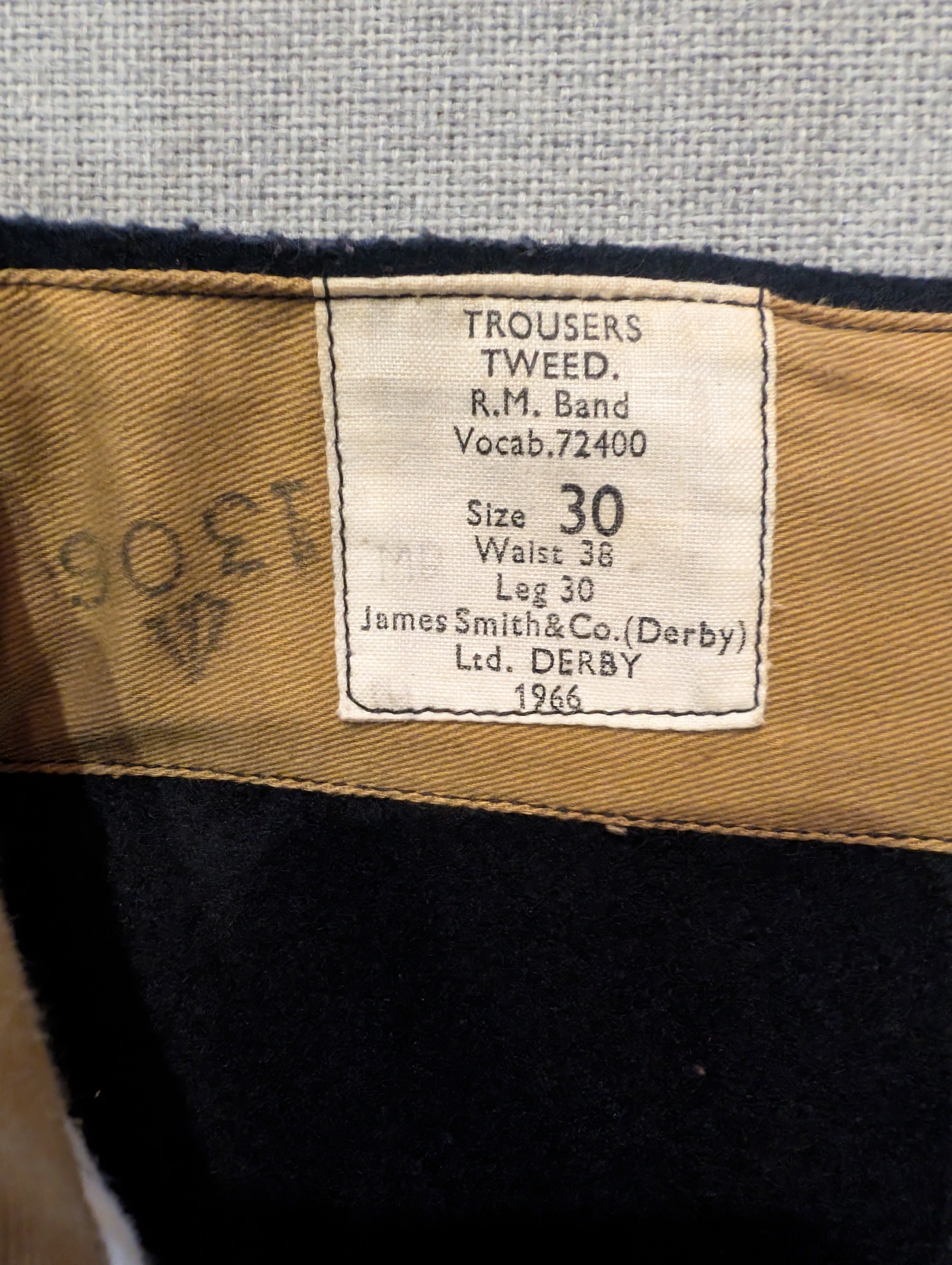 38" Waist 1966 Tweed Royal Marine Band Trousers (W334)