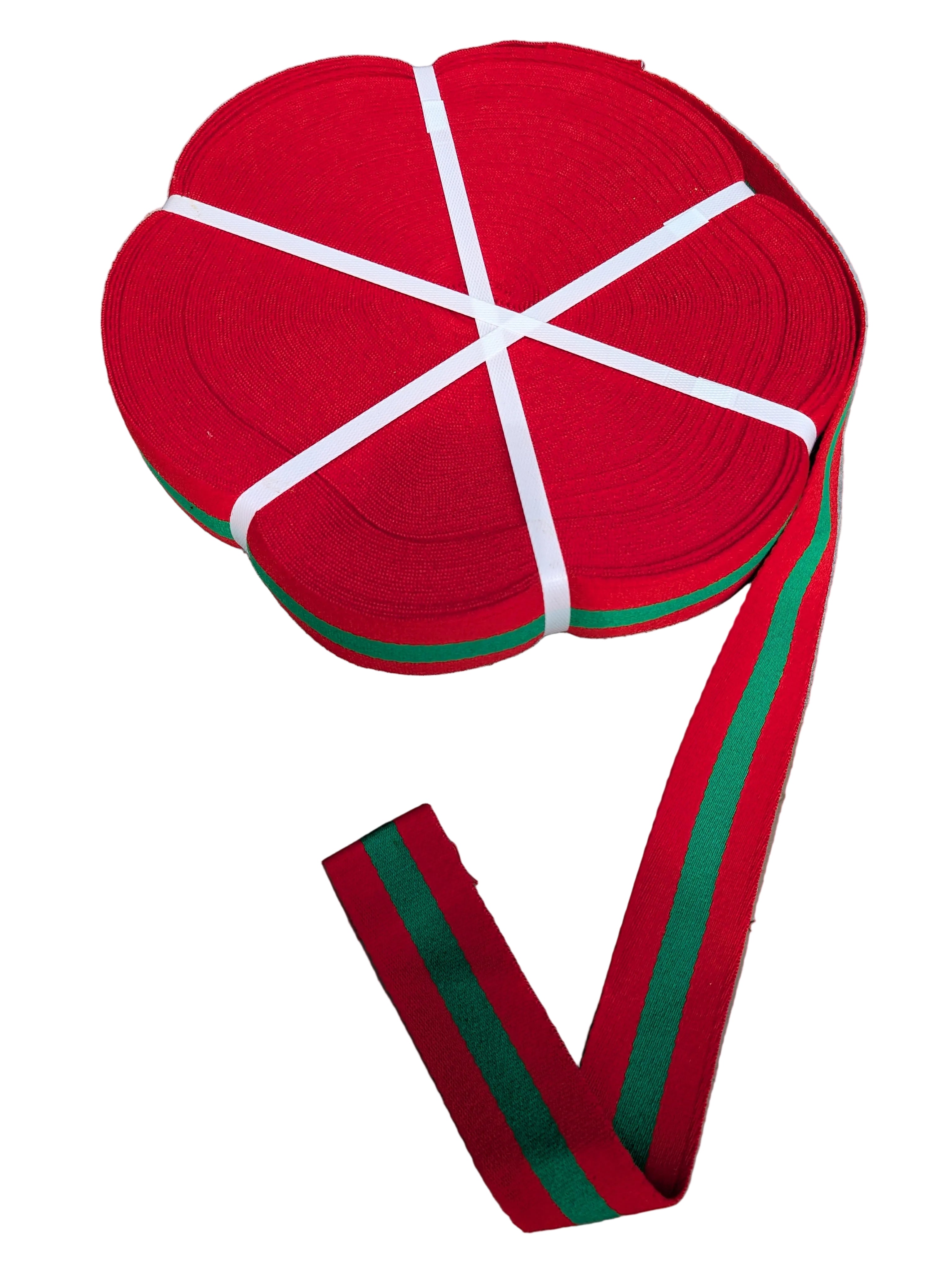 Red & Green Stable Belt Material Heavy Duty Dense Hard Wearing Cotton Canvas