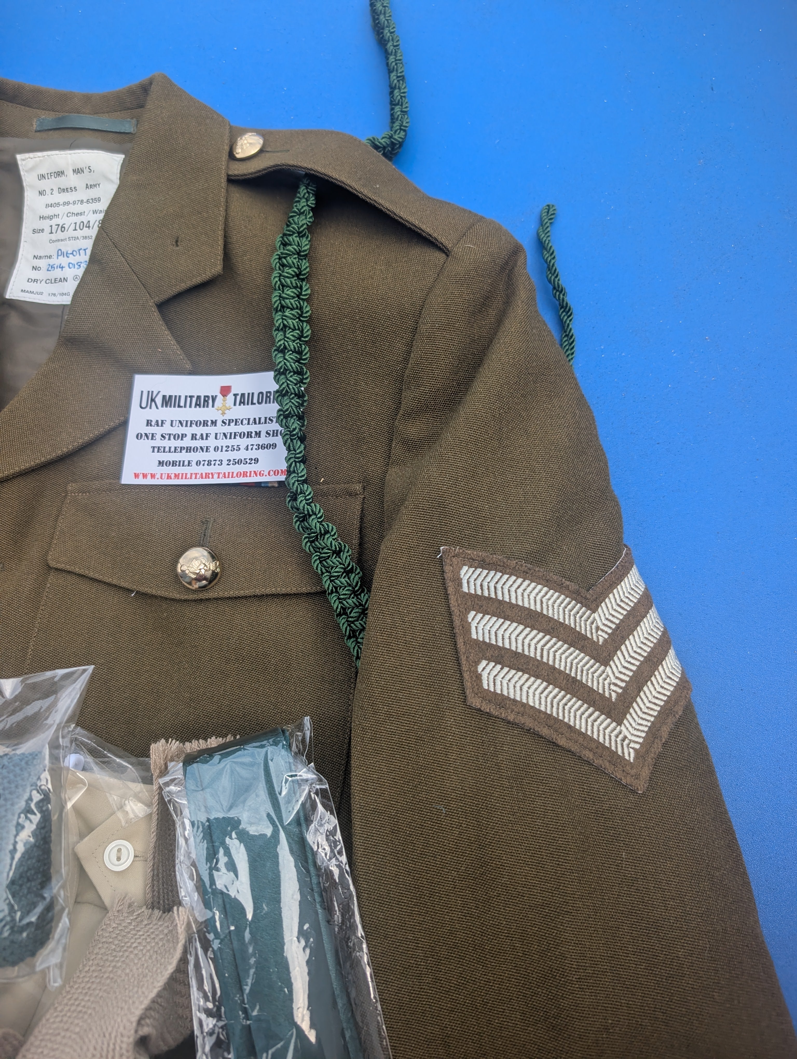 Green hero  no2 uniform trousers jacket sam browne belt trousers hat  cap shirt  tie lanyard