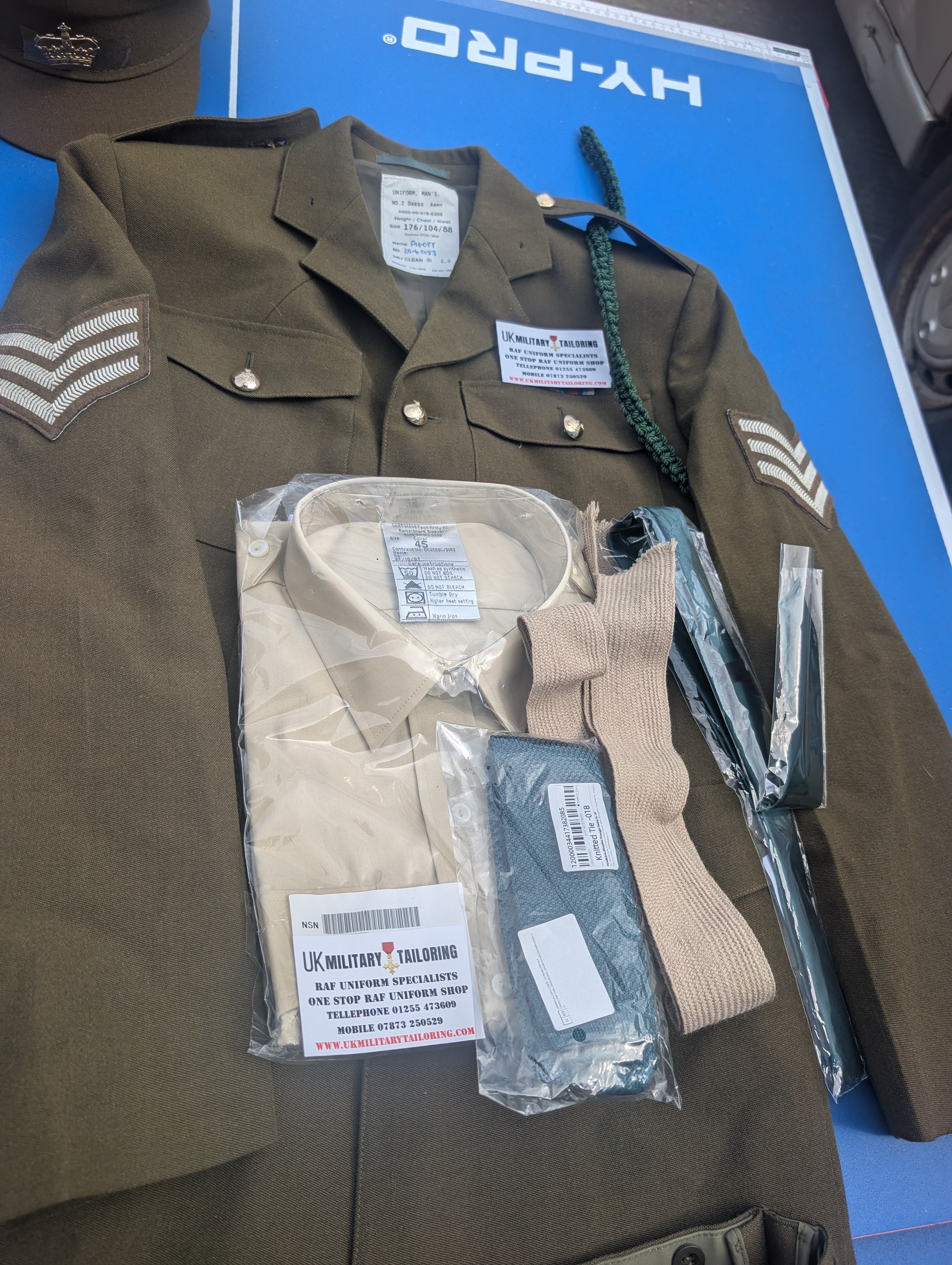 Green hero  no2 uniform trousers jacket sam browne belt trousers hat  cap shirt  tie lanyard