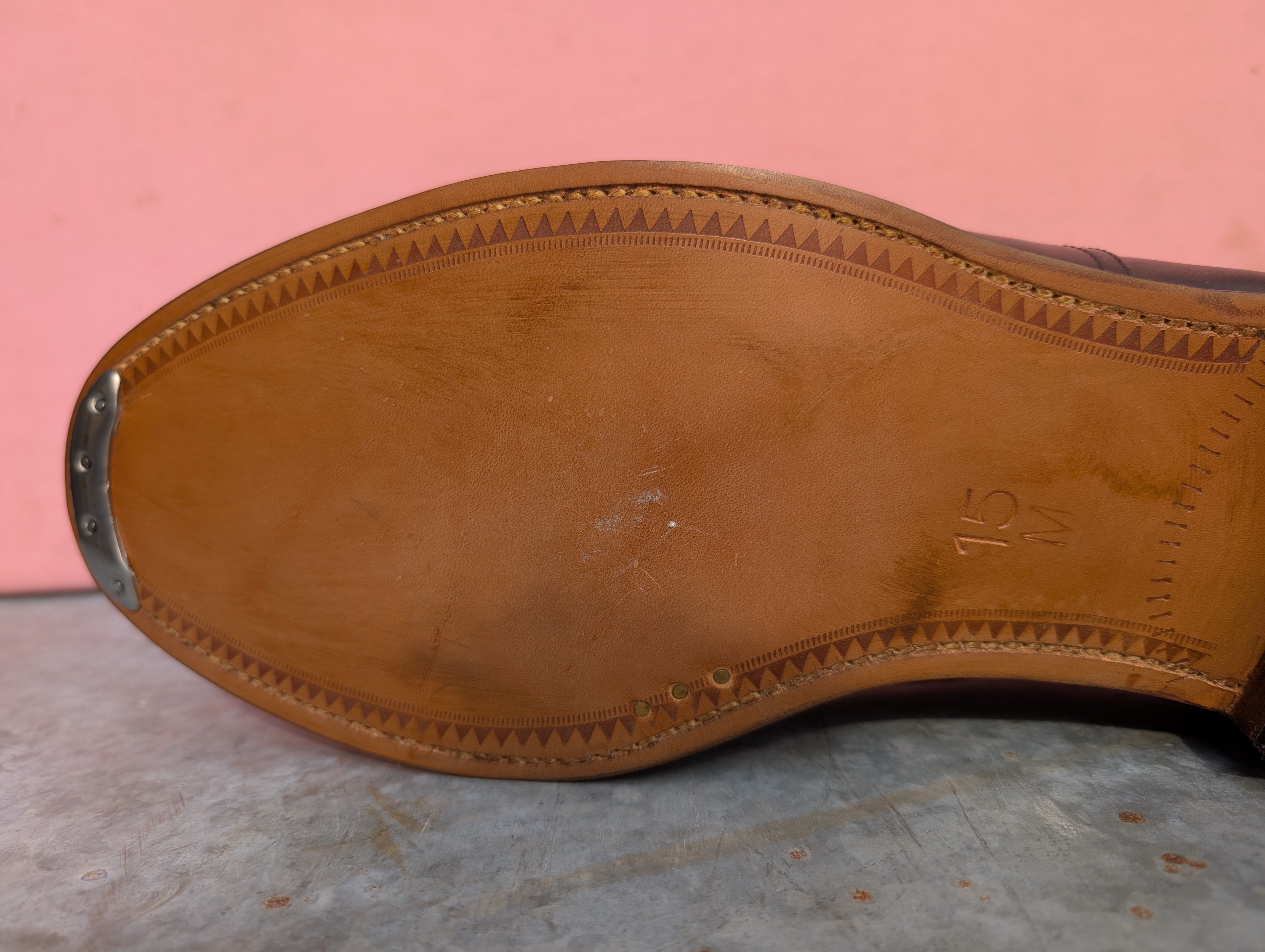 Size 15UK Officers Brown Leather Oxford Shoes. Made in England