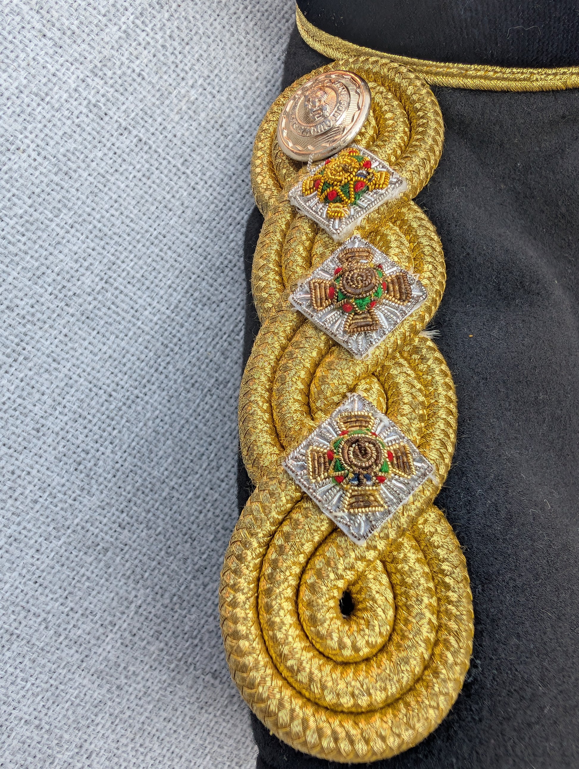 Officers Shoulder Boards on a RLC Officers Mess Dress Uniform Jacket