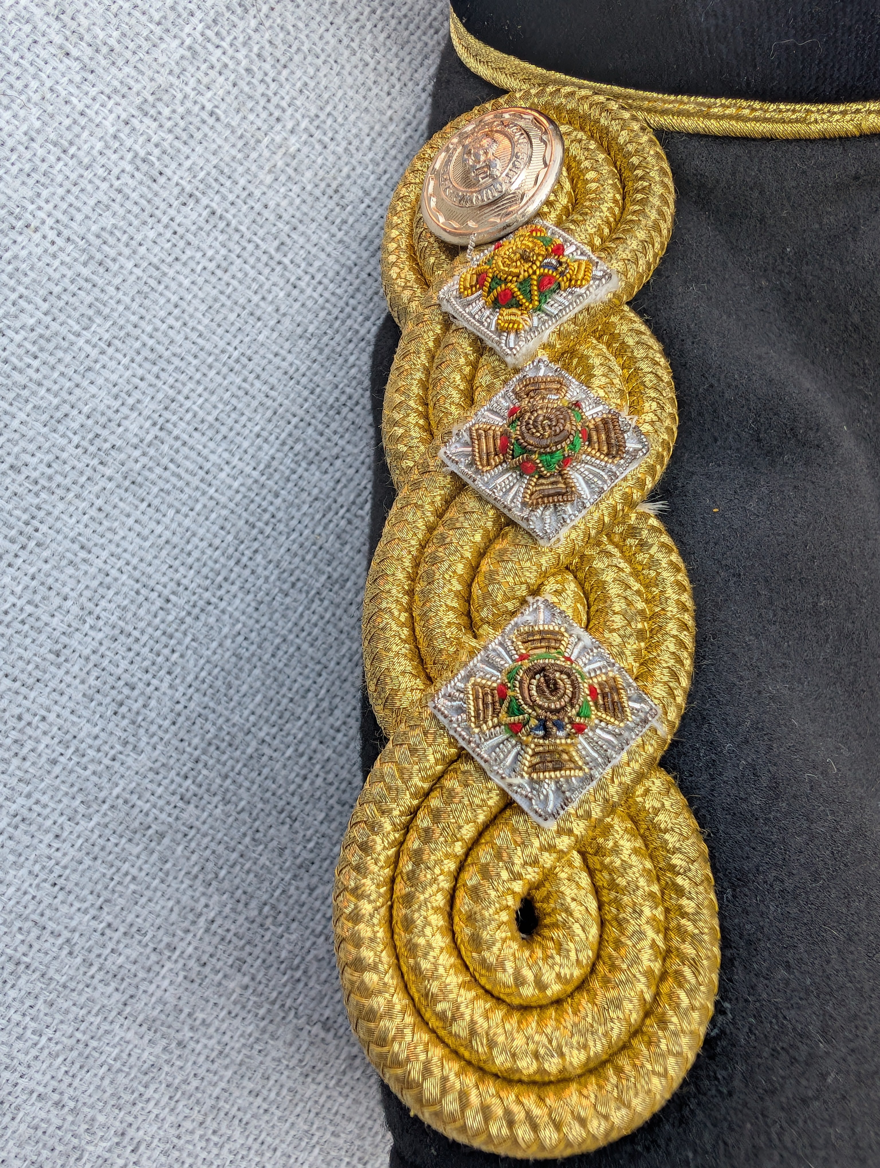 Officers Shoulder Boards on a RLC Officers Mess Dress Uniform Jacket