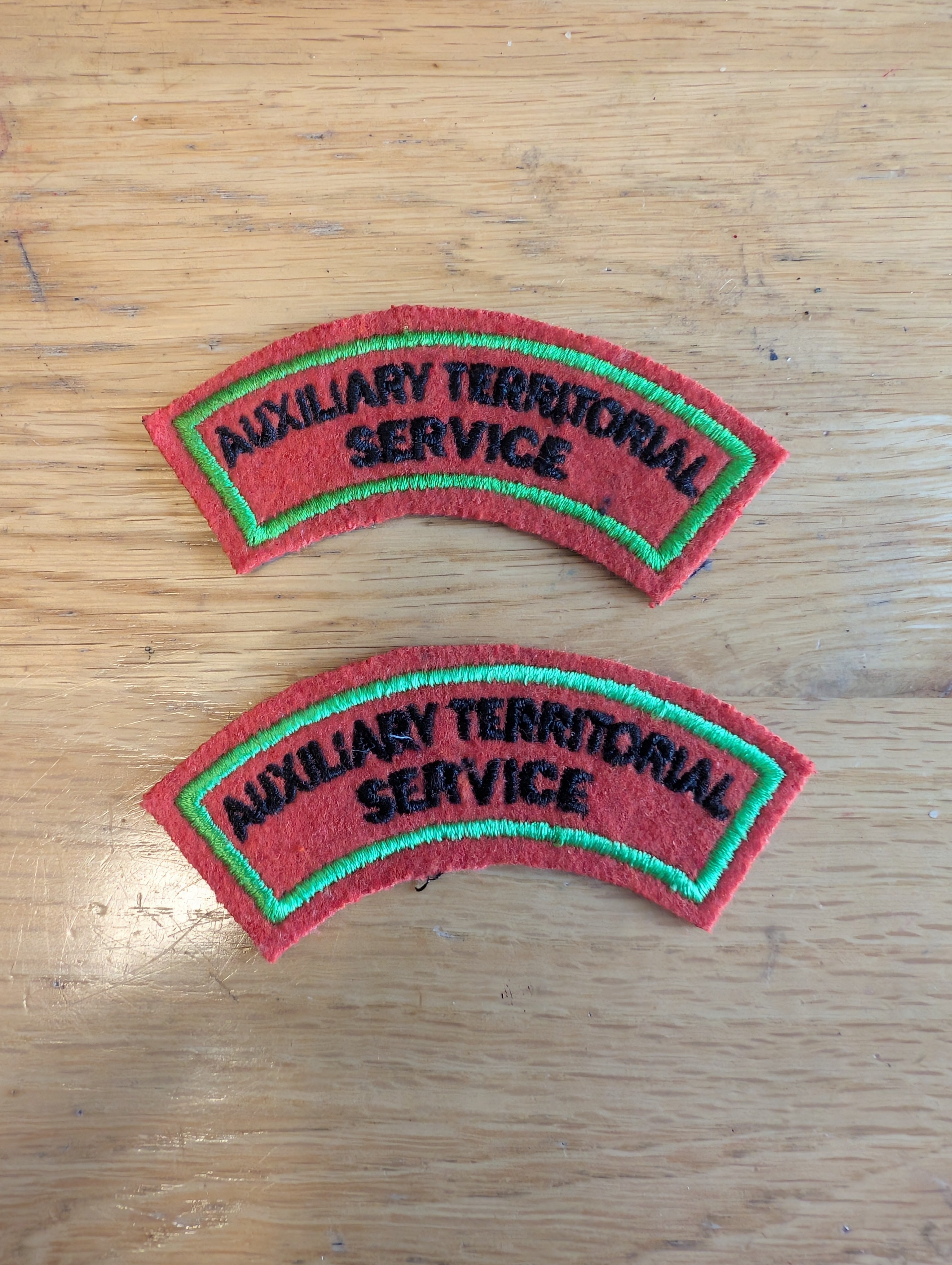 1 Pair of ATS (Auxiliary Territorial Service) Woman's Shoulder Titles