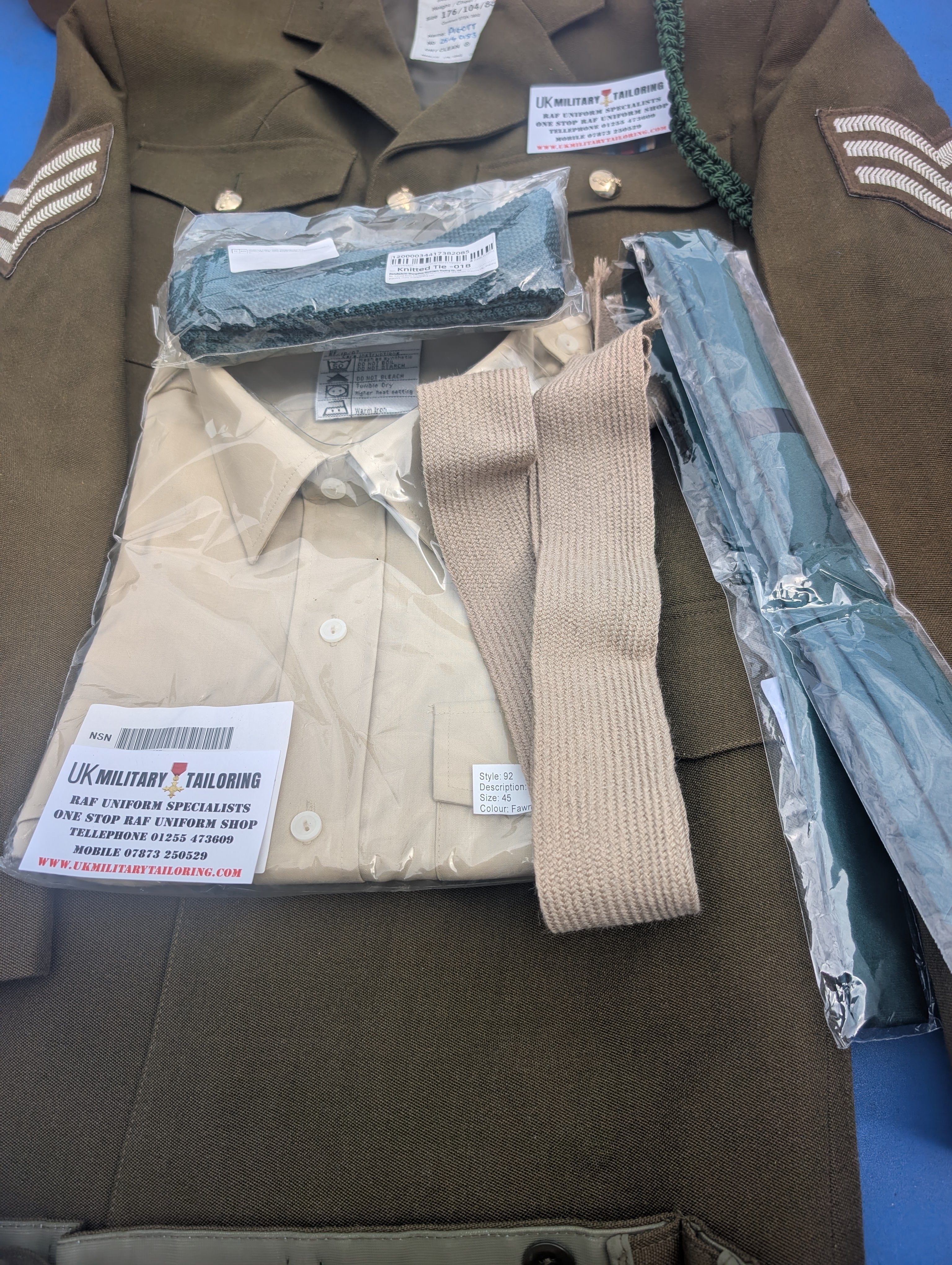 Green hero  no2 uniform trousers jacket sam browne belt trousers hat  cap shirt  tie lanyard