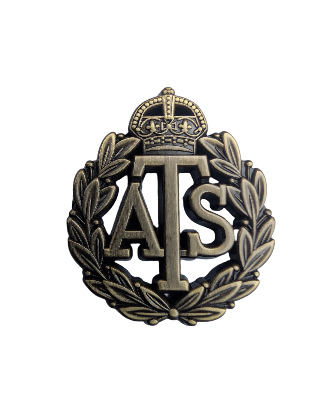 1 Pair WW2 ATS Auxiliary Territorial Service Officers Bronze colour metal Collar Badges Reproduction Pin & Clutch fixings