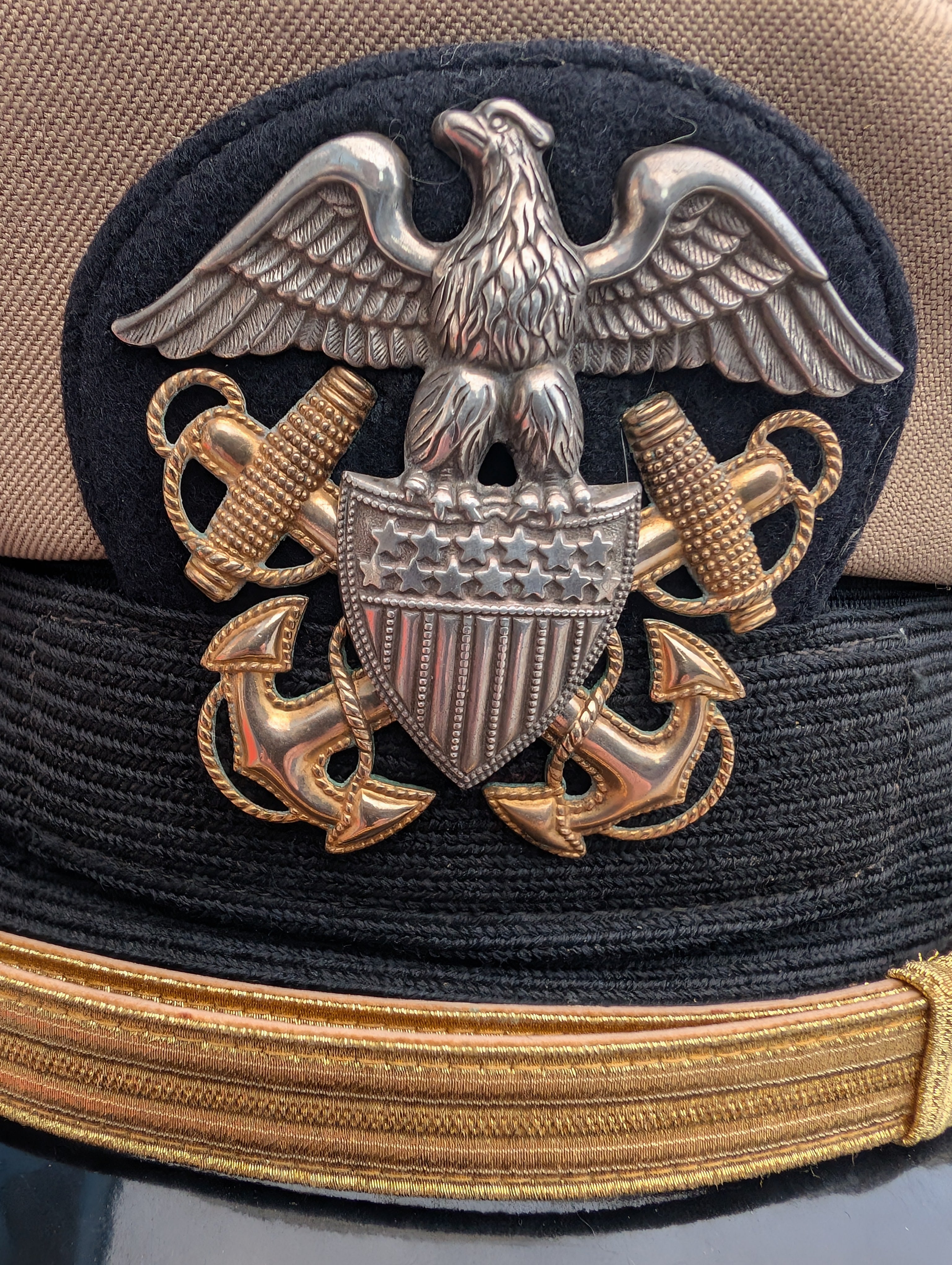 Genuine WW2 USS Duxbury Bay (AVP38) U.S.S Officers Peaked Cap ( Small Size )