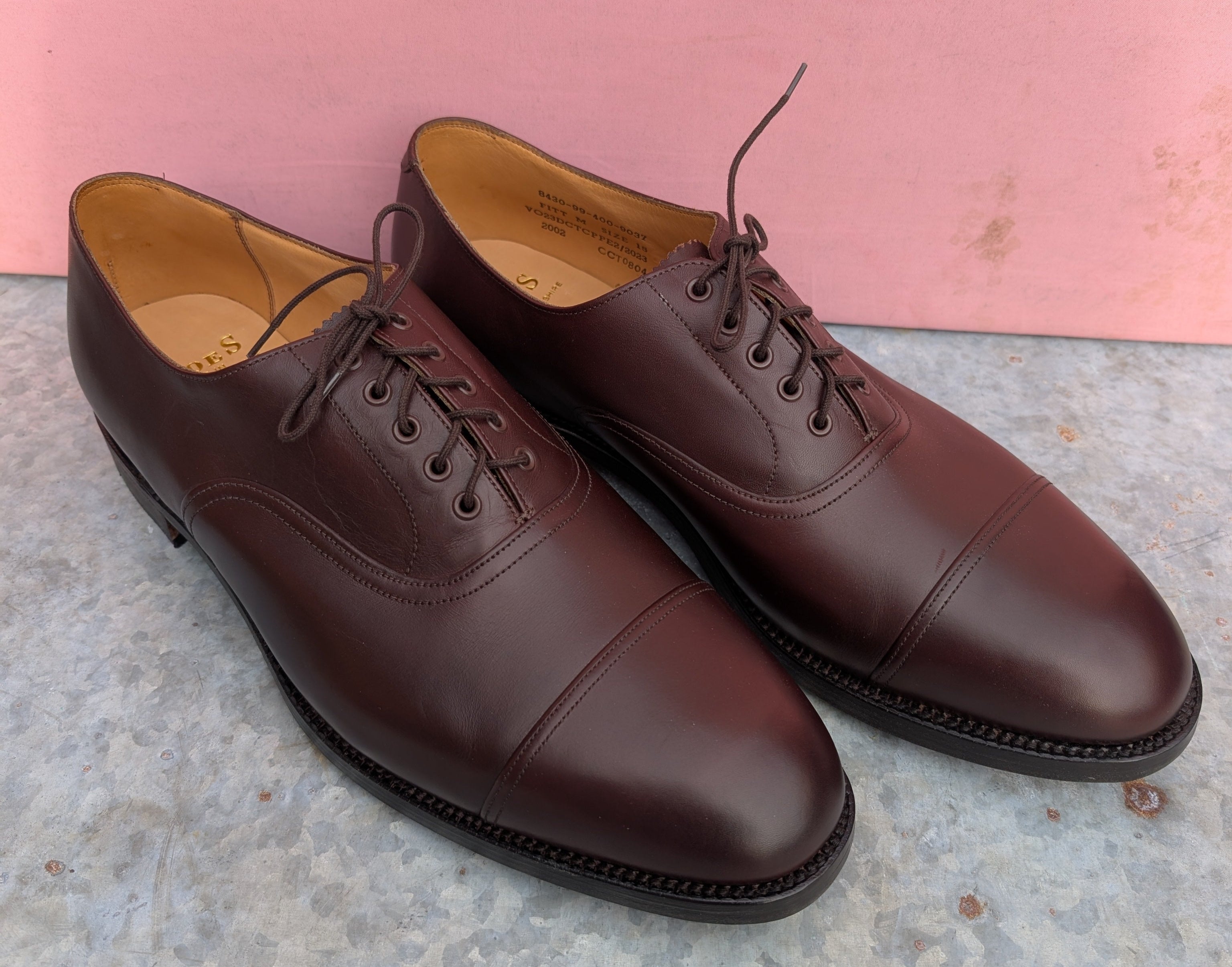 Size 15UK Officers Brown Leather Oxford Shoes. Made in England
