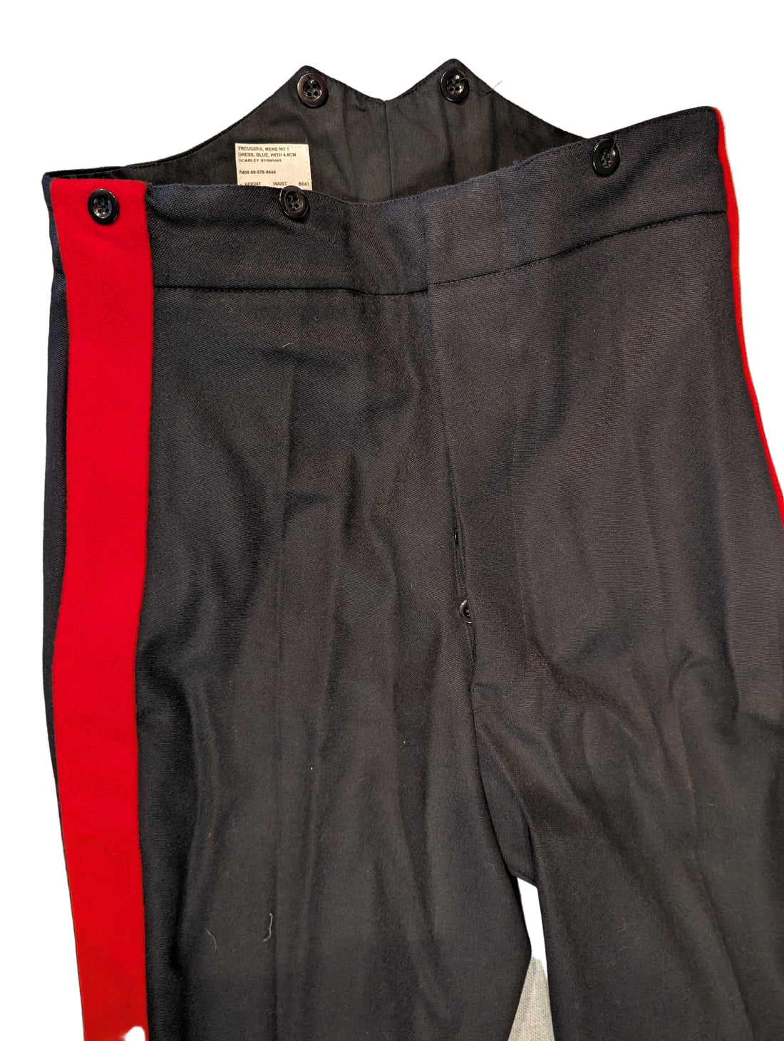 44"Waist 32"Leg Mess Dress Red Stripe Uniform Fishtail Trousers British Army Surplus 43mm  ( 1 6/8") m Red side leg stripe. (W371)