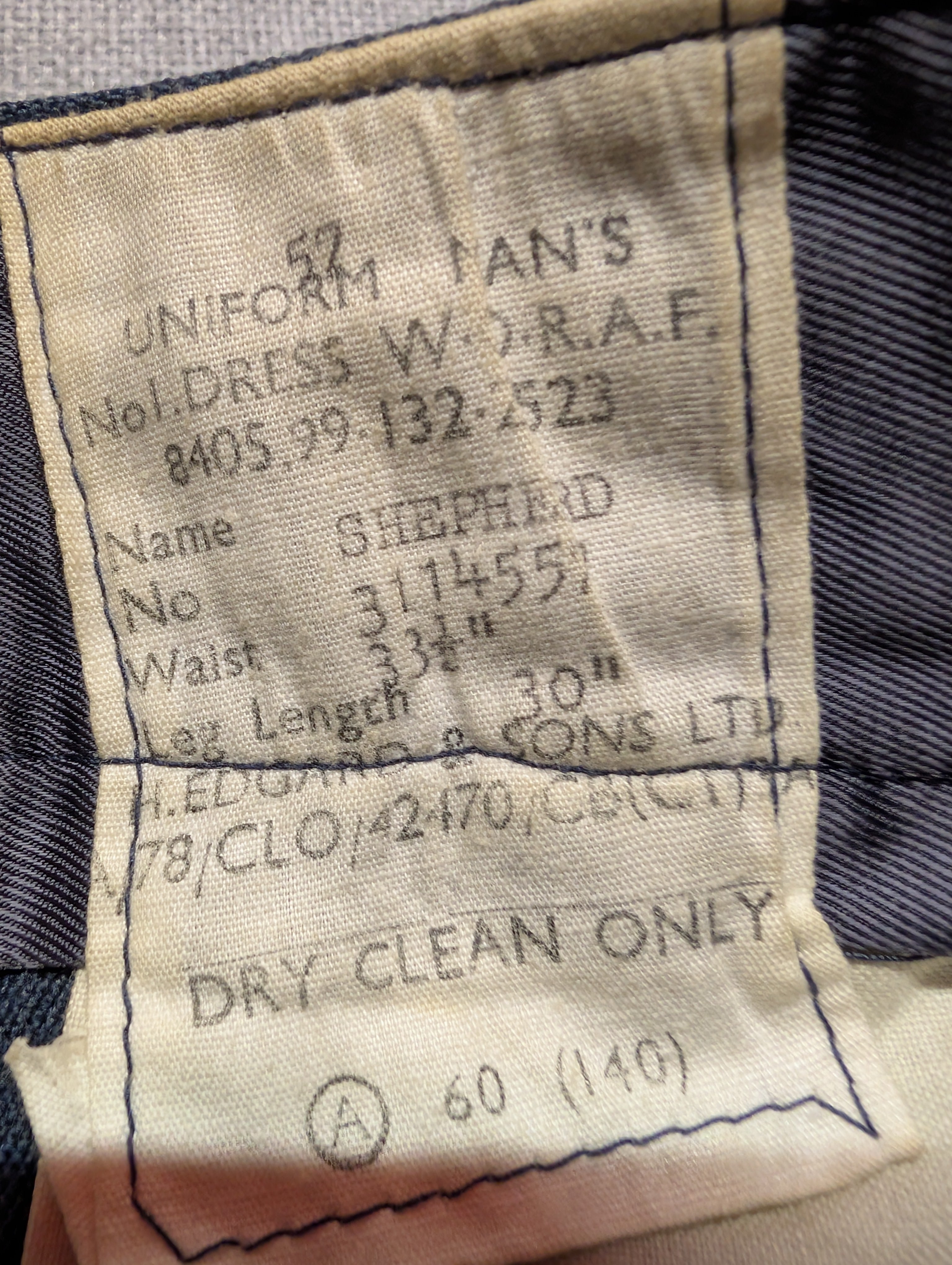 37"Short 1970s Pattern RAF Officers No1 Service Dress Uniform Jacket & Trousers Cold War Era ( our ref W375 )
