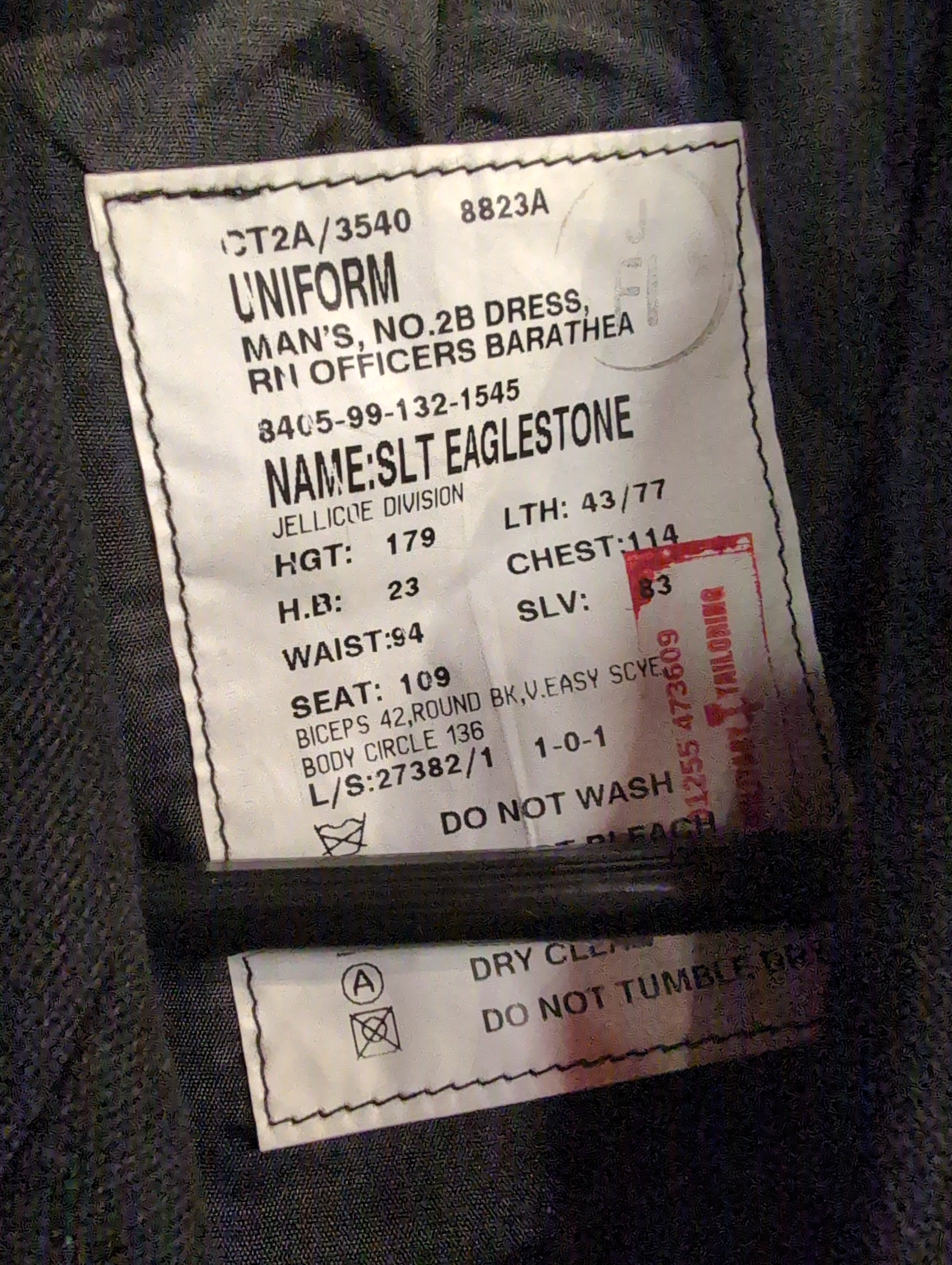 45" Chest Royal Navy No.2B Barathea Officers Mess Dress Uniform Jacket & Trousers ( our ref G157)