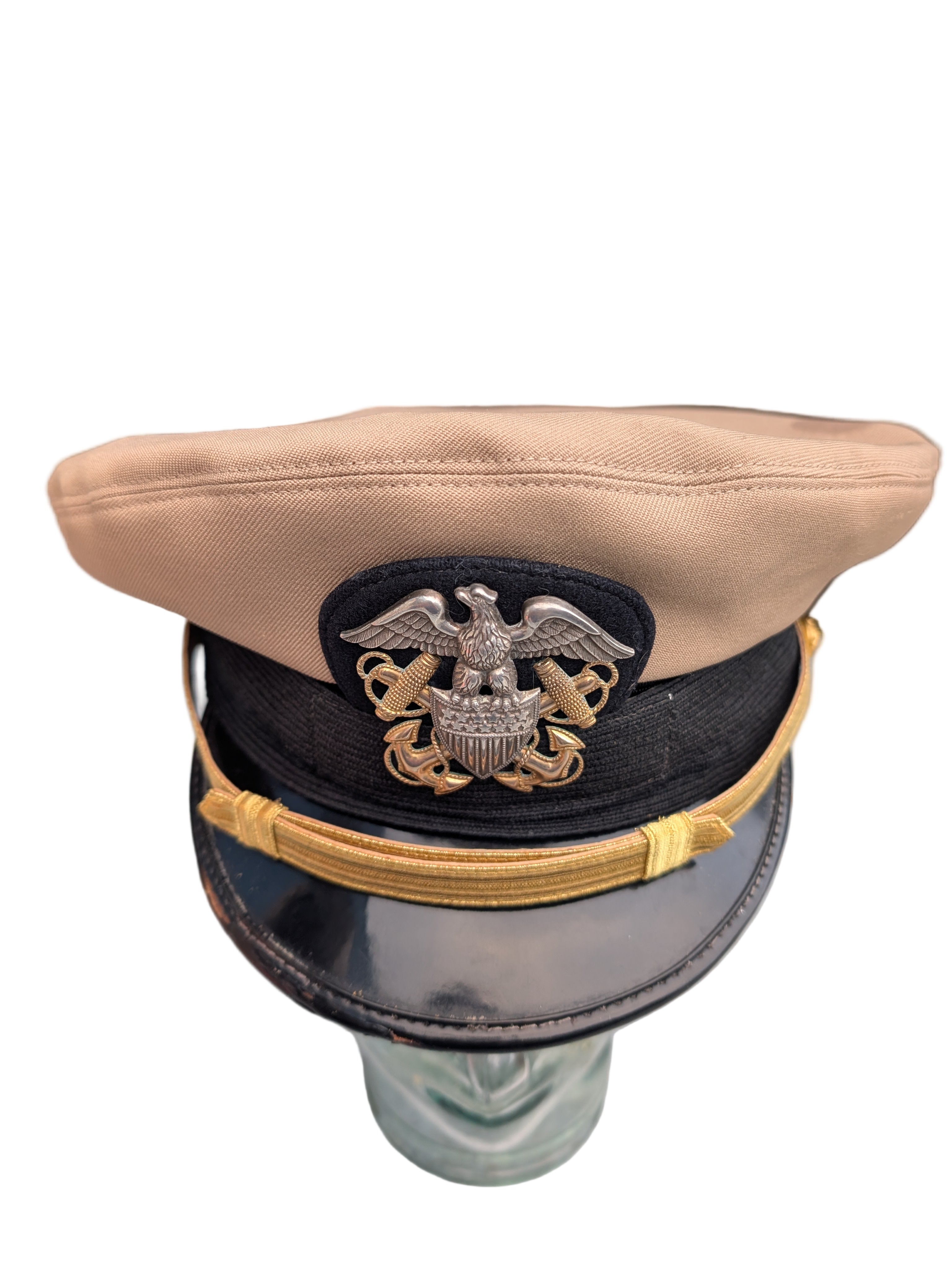 Genuine WW2 USS Duxbury Bay (AVP38) U.S.S Officers Peaked Cap ( Small Size )