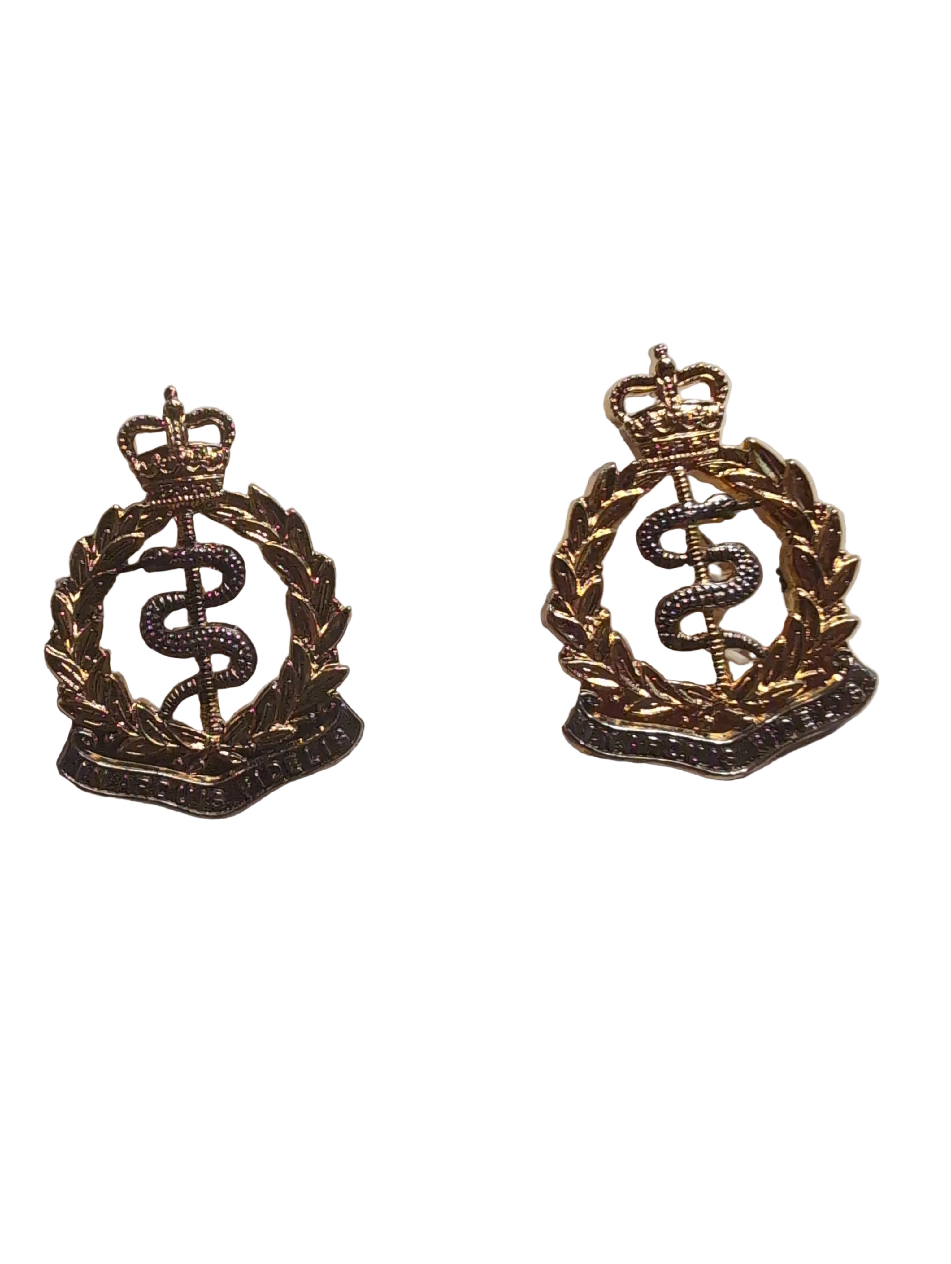 Royal Army Medical Corps Officers Gilt Collar Badges ( Dogs )
